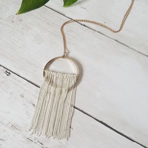 Gold and Silver Multi Tassel / Fringe Pendant Necklace